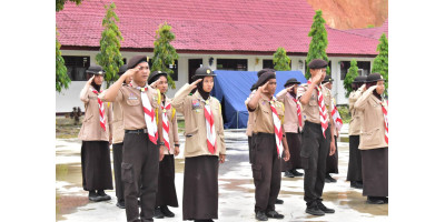 Persami pelantikan tamu bantara Pangkalan SMK Negeri 3 Padangsidimpuan Gudep 02-215.02-216